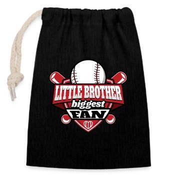 Petit Frère Plus Grand Fan De Baseball - Sac cadeau en coton avec cordon (14 x 20 cm) - noir - Devant