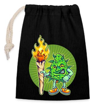 Cannabis Marijuana Weed Fumer - Sac cadeau en coton avec cordon (14 x 20 cm) - noir - Devant