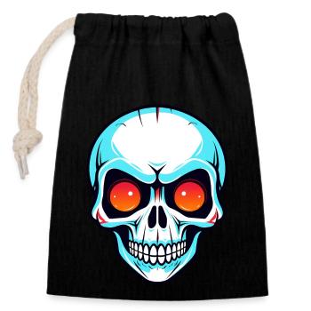 Cute Halloween Skull - Closable cotton gift bag (14x20cm) - black - Front