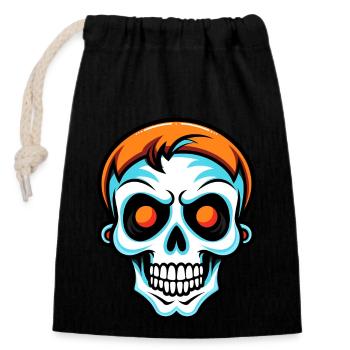 Cute Halloween Skull - Closable cotton gift bag (14x20cm) - black - Front