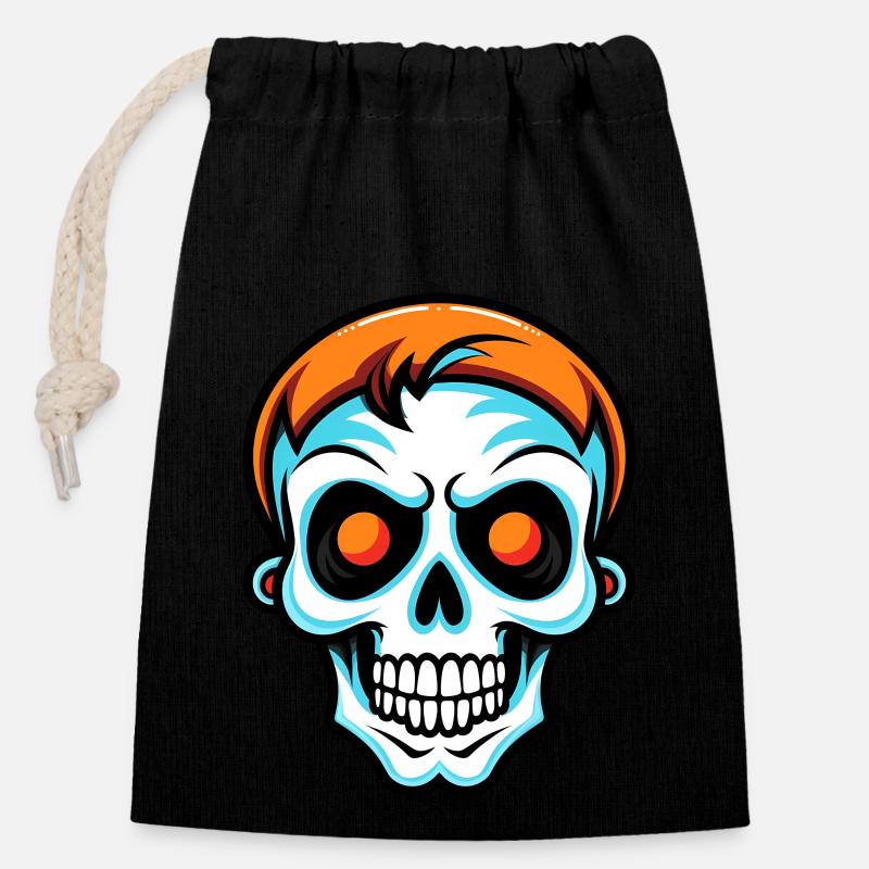 Cute Halloween Skull - Closable cotton gift bag (14x20cm) - black