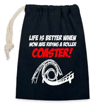 Riding Roller Coaster - Closable cotton gift bag (14x20cm) - navy - Front