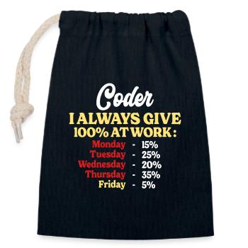 100% Working Funny Quote Developer - Closable cotton gift bag (14x20cm) - navy - Front