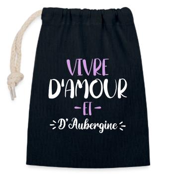 Vivre D'Amour Et D'Aubergine Cadeau Humour - Sac cadeau en coton avec cordon (14 x 20 cm) - bleu marine - Devant