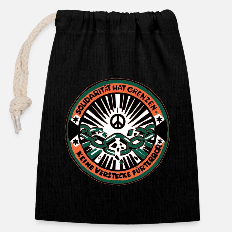 La solidarité a des limites - Sac cadeau en coton avec cordon (14 x 20 cm) - noir