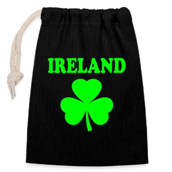 Irland kleeblatt - Verschließbarer Geschenkbeutel aus Baumwolle (14x20cm) - Schwarz - Vorne