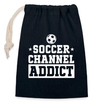 Fan Foot Loves Watching Football - Closable cotton gift bag (14x20cm) - navy - Front