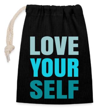 Love Yourself Positive Self Love Apparel - Closable cotton gift bag (14x20cm) - black - Front