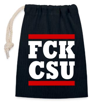 Fck csu - Verschließbarer Geschenkbeutel aus Baumwolle (14x20cm) - Navy - Vorne