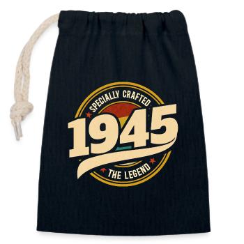 Millésime Année 1945 Légende 80 Ans Anniversaire - Sac cadeau en coton avec cordon (14 x 20 cm) - bleu marine - Devant