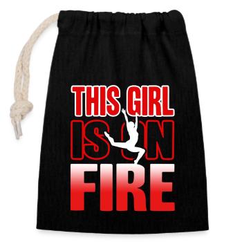Gymnastic Girl This Girl Is On Fire - Closable cotton gift bag (14x20cm) - black - Front