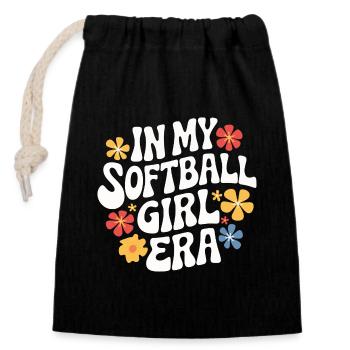 Softball Sport Softball Spieler - Verschließbarer Geschenkbeutel aus Baumwolle (14x20cm) - Schwarz - Vorne