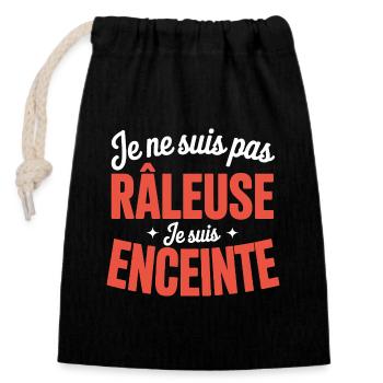 Grossesse Humour Maman Enceinte Raleuse - Sac cadeau en coton avec cordon (14 x 20 cm) - noir - Devant