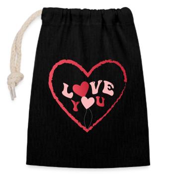 Valentine #AllaHjärtansDag - Love #LoveIsInTheAir - Closable cotton gift bag (14x20cm) - black - Front