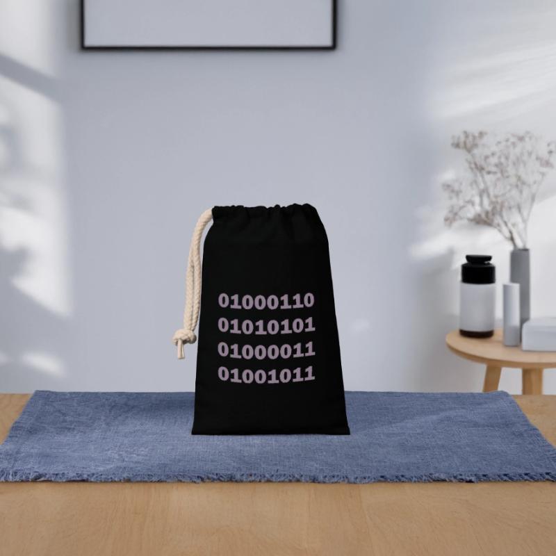 Binary Code Fuck Closable cotton gift bag (14x20cm)