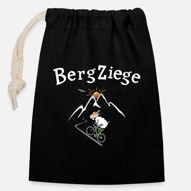 Radsport Bergziege - Verschließbarer Geschenkbeutel aus Baumwolle (14x20cm) - Schwarz