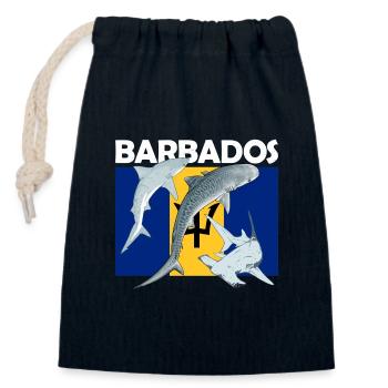 Flagge von Barbados Tigerhai Hammerhai - Verschließbarer Geschenkbeutel aus Baumwolle (14x20cm) - Navy - Vorne