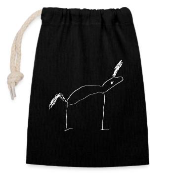 Licorne - Sac cadeau en coton avec cordon (14 x 20 cm) - noir - Devant