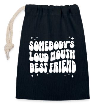 Humorous phrase talkative best friend - Closable cotton gift bag (14x20cm) - navy - Front