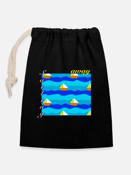 Sailing away - Verschließbarer Geschenkbeutel aus Baumwolle (14x20cm) - Schwarz