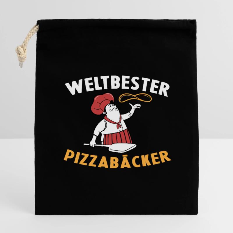 Weltbester Pizzabäcker Pizza Geschenkidee Kochen Verschließbarer Geschenkbeutel aus Baumwolle (14x20cm)