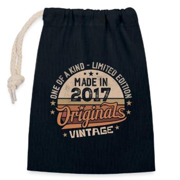 2017 Jahrgang Geboren 2017 Vintage Jubiläumsgeschenk - Verschließbarer Geschenkbeutel aus Baumwolle (14x20cm) - Navy - Vorne