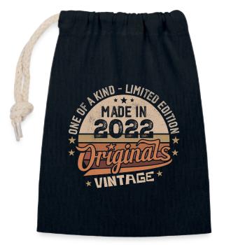 2022 Jahrgang Geboren 2022 Vintage Jubiläumsgeschenk - Verschließbarer Geschenkbeutel aus Baumwolle (14x20cm) - Navy - Vorne