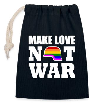 Make love not war - Sac cadeau en coton avec cordon (14 x 20 cm) - bleu marine - Devant