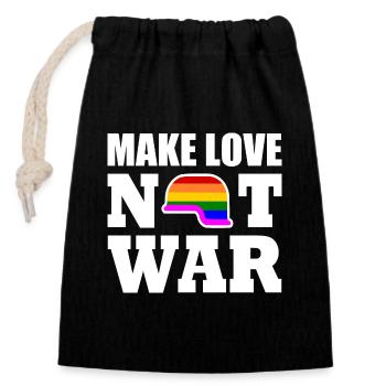 Make love not war - Verschließbarer Geschenkbeutel aus Baumwolle (14x20cm) - Schwarz - Vorne