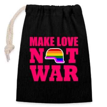 Make love not war - Verschließbarer Geschenkbeutel aus Baumwolle (14x20cm) - Schwarz - Vorne