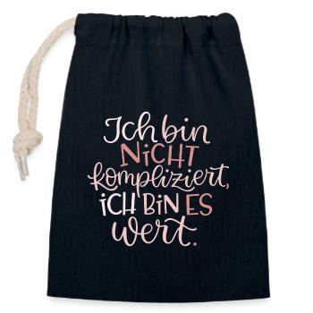 Ich Bin Es Wert - Verschließbarer Geschenkbeutel aus Baumwolle (14x20cm) - Navy - Vorne