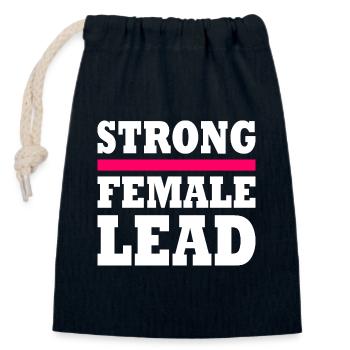 Strong female lead - Verschließbarer Geschenkbeutel aus Baumwolle (14x20cm) - Navy - Vorne