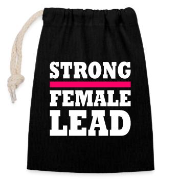 Strong female lead - Sac cadeau en coton avec cordon (14 x 20 cm) - noir - Devant
