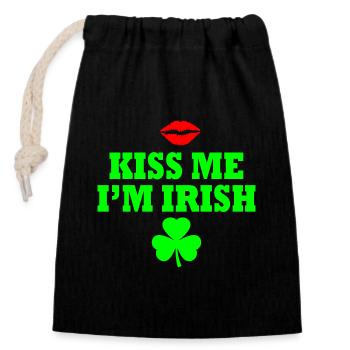 Kiss me im irish - Verschließbarer Geschenkbeutel aus Baumwolle (14x20cm) - Schwarz - Vorne
