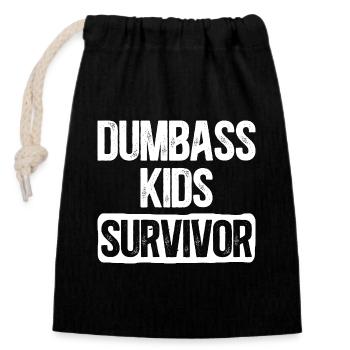 Humor Family Kids Mom Dad - Closable cotton gift bag (14x20cm) - black - Front