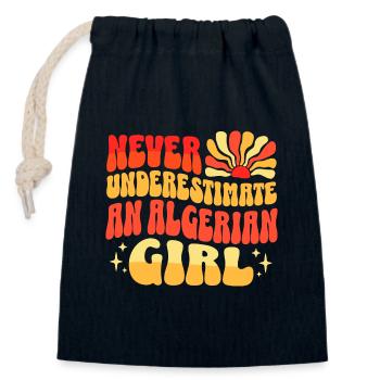 Never Underestimate Algerian Girl - Closable cotton gift bag (14x20cm) - navy - Front