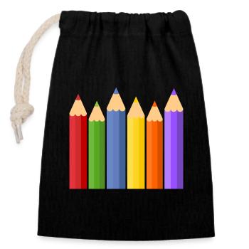 Pencil Colored Pencils Crayons Pencils Pen School - Closable cotton gift bag (14x20cm) - black - Front