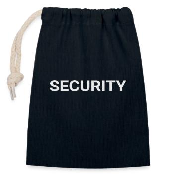 Security - Rücken, Rückseite, hinten beschriftet - Verschließbarer Geschenkbeutel aus Baumwolle (14x20cm) - Navy - Vorne