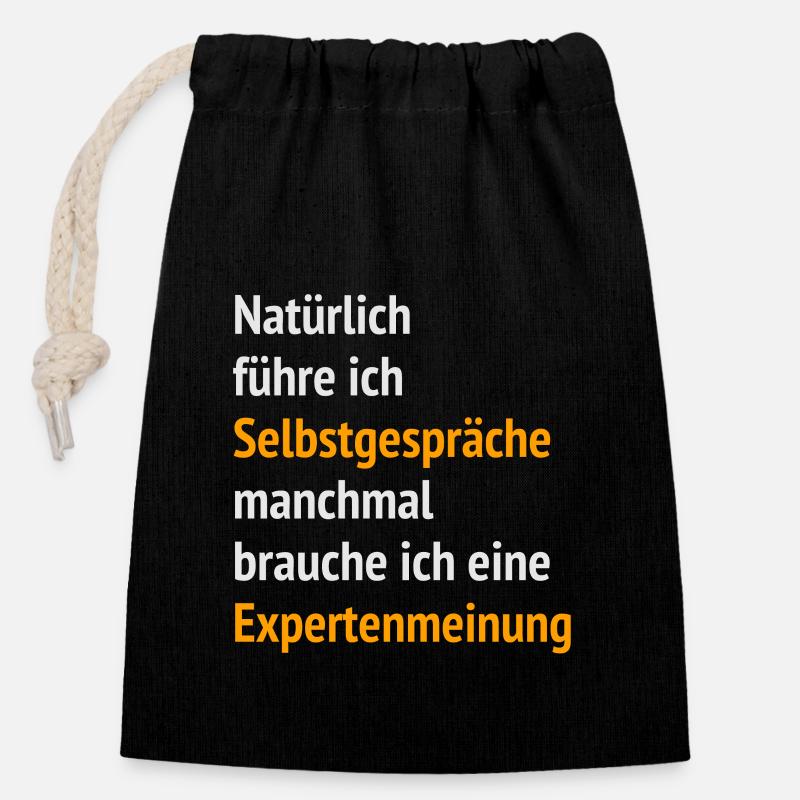 Selbstgespräche Besserwisser Expertenmeinung - Verschließbarer Geschenkbeutel aus Baumwolle (14x20cm) - Schwarz