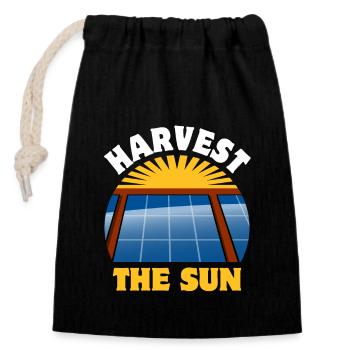 Harvesting the Sun - Solar Energy - Photovoltaics - Closable cotton gift bag (14x20cm) - black - Front