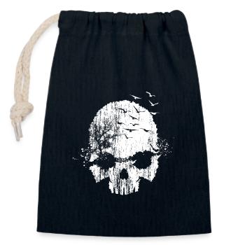 Baum und Vögel Totenkopf - Metal - Rocker - Biker - Verschließbarer Geschenkbeutel aus Baumwolle (14x20cm) - Navy - Vorne