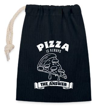 La pizza est toujours la réponse - Spruch - Sac cadeau en coton avec cordon (14 x 20 cm) - bleu marine - Devant