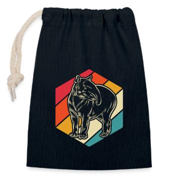 Tapir Vintage Retro - Geschenk - Verschließbarer Geschenkbeutel aus Baumwolle (14x20cm) - Navy - Vorne