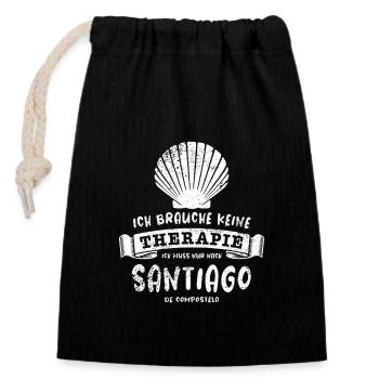 Camino - Jakobsweg - Pilgertour - Santiago - Verschließbarer Geschenkbeutel aus Baumwolle (14x20cm) - Schwarz - Vorne