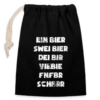 Ein Bier, swei Bier, dei Bir - Männertag Spruch - Verschließbarer Geschenkbeutel aus Baumwolle (14x20cm) - Schwarz - Vorne