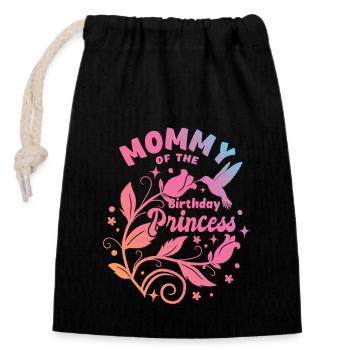 Maman de la princesse d’anniversaire - Geburtstag - Sac cadeau en coton avec cordon (14 x 20 cm) - noir - Devant