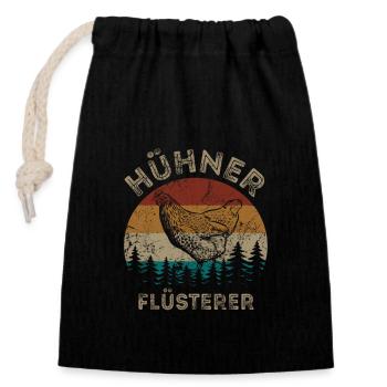 Hühnerflüsterer - Huhn - Hühnerfan - Verschließbarer Geschenkbeutel aus Baumwolle (14x20cm) - Schwarz - Vorne