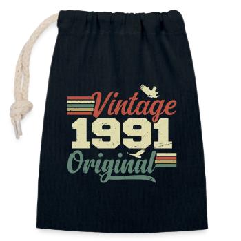 Jahrgang 1991 Retro 1991 Jubiläumsgeschenk - Verschließbarer Geschenkbeutel aus Baumwolle (14x20cm) - Navy - Vorne