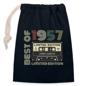 Jahrgang 1957 - 1957 Retro Geburtstagsgeschenk - Verschließbarer Geschenkbeutel aus Baumwolle (14x20cm) - Navy - Vorne