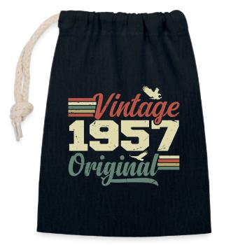 Jahrgang 1957 Retro 1957 Jubiläumsgeschenk - Verschließbarer Geschenkbeutel aus Baumwolle (14x20cm) - Navy - Vorne
